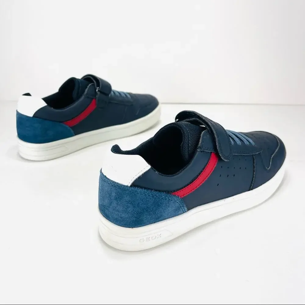 Geox Respira Youth Classic Sneaker Size 5 Navy Blue Italian Leather Padded Comfy
